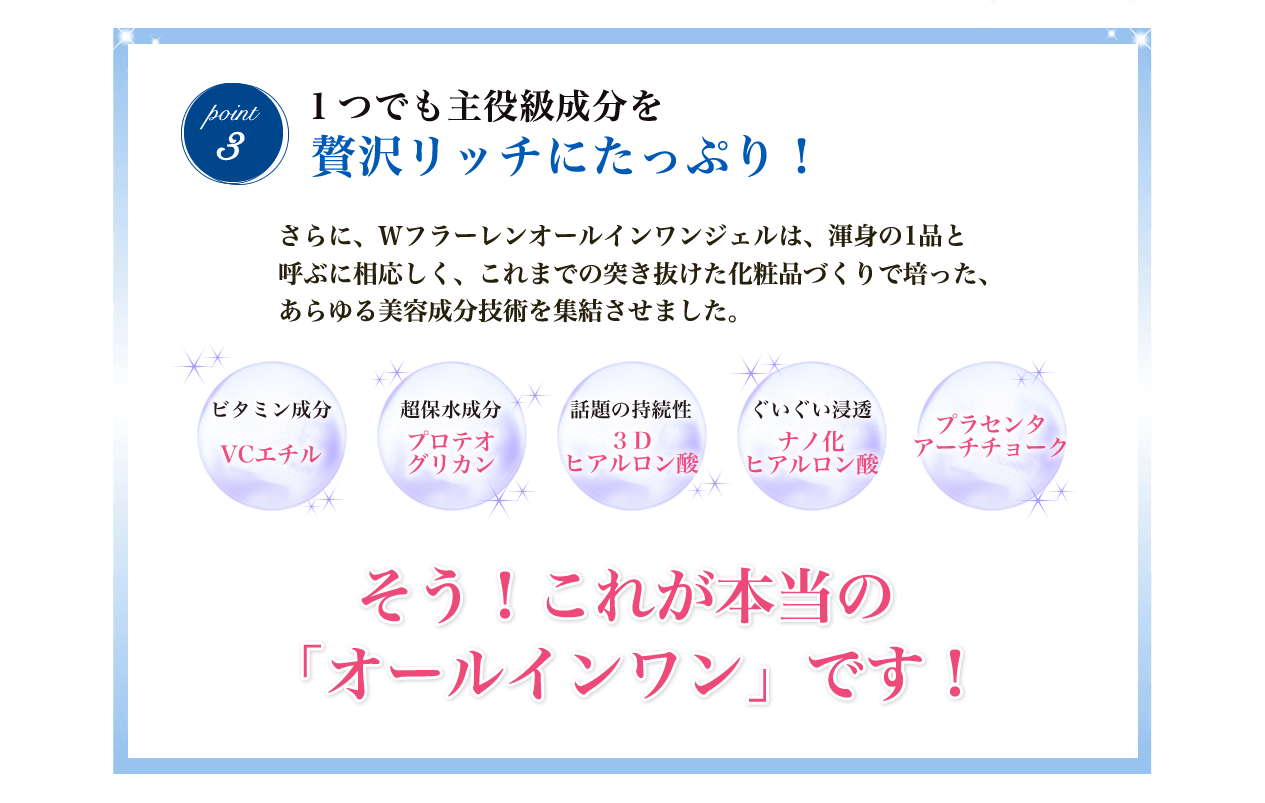 １つでも主役級成分を贅沢リッチにたっぷり！